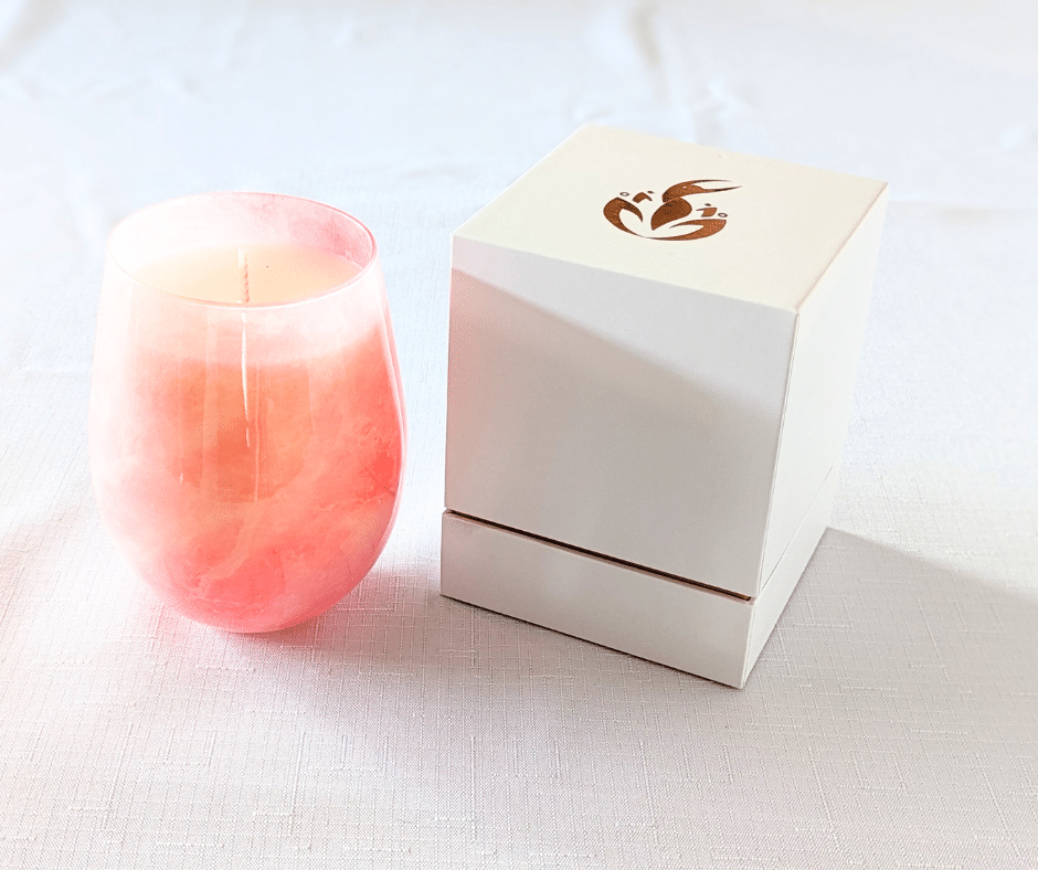 BathCalm's Blushed Beauty candle is delightfully warm and feminine.