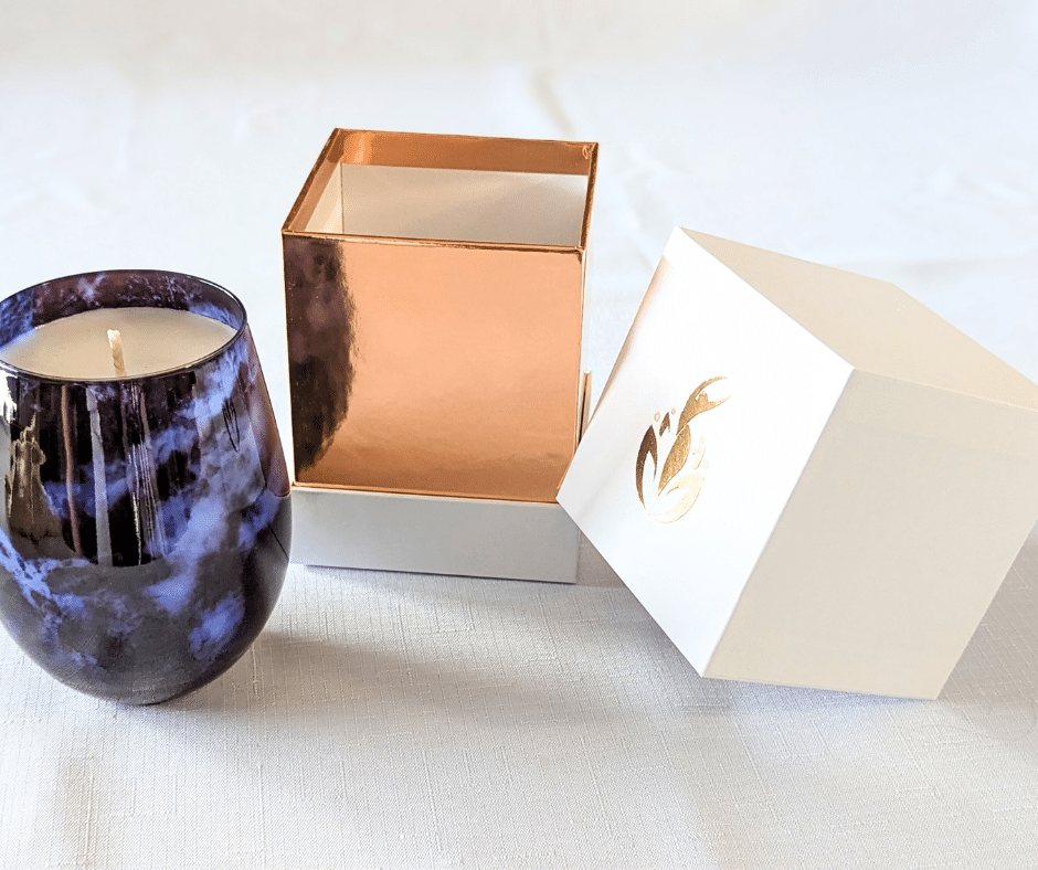 Midnight Magic comes with a gorgeous white and rose gold branded candle box.